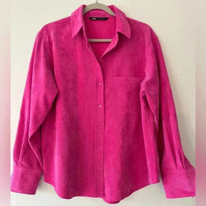 Zara Pink Cordoruy Velvet Blouse. Size L.